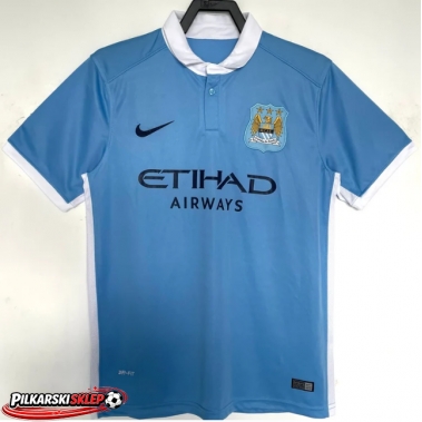 Manchester City 2015-2016 Koszulka Retro Podstawowa Krótki Rękaw