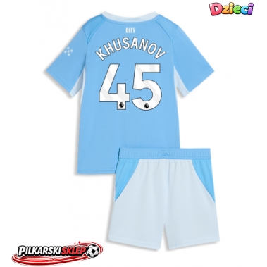 Manchester City Abdukodir Khusanov #45 Koszulka Podstawowa dzieci 2026-27 Krótki Rękaw (+ krótkie spodenki)