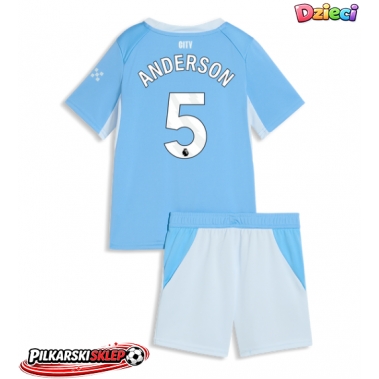 Manchester City Elliot Anderson #5 Koszulka Podstawowa dzieci 2026-27 Krótki Rękaw (+ krótkie spodenki)