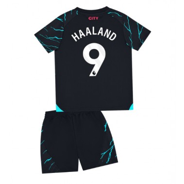 Manchester City Erling Haaland #9 Koszulka Trzecia dzieci 2023-24 Krótki Rękaw (+ krótkie spodenki)