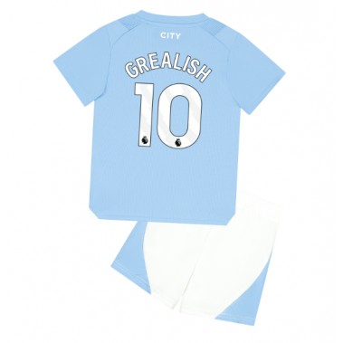 Manchester City Jack Grealish #10 Koszulka Podstawowa dzieci 2023-24 Krótki Rękaw (+ krótkie spodenki)