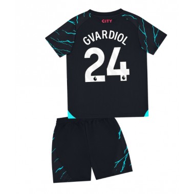 Manchester City Josko Gvardiol #24 Koszulka Trzecia dzieci 2023-24 Krótki Rękaw (+ krótkie spodenki)