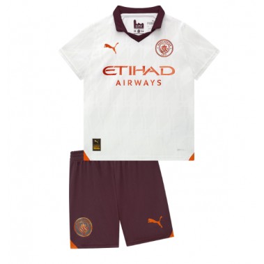 Manchester City Koszulka Wyjazdowa dzieci 2023-24 Krótki Rękaw (+ krótkie spodenki)