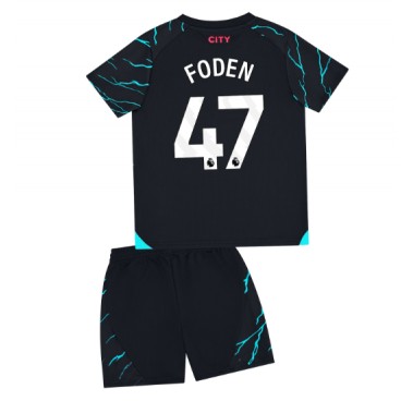 Manchester City Phil Foden #47 Koszulka Trzecia dzieci 2023-24 Krótki Rękaw (+ krótkie spodenki)