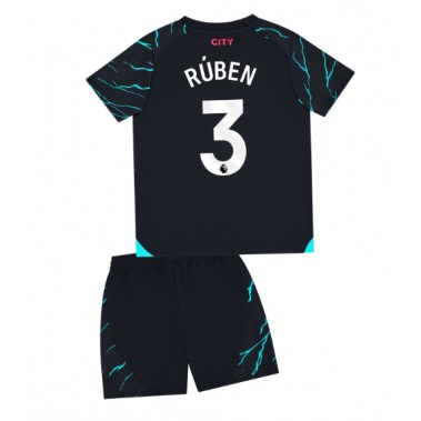 Manchester City Ruben Dias #3 Koszulka Trzecia dzieci 2023-24 Krótki Rękaw (+ krótkie spodenki)
