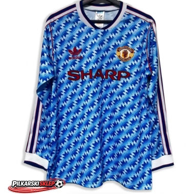 Manchester United 1990-1992 Koszulka Retro Wyjazdowa Długi Rękaw