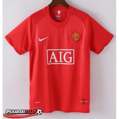 Manchester United 2007-2008 Koszulka Retro Podstawowa Krótki Rękaw