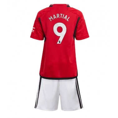 Manchester United Anthony Martial #9 Koszulka Podstawowa dzieci 2023-24 Krótki Rękaw (+ krótkie spodenki)