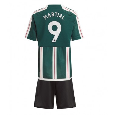 Manchester United Anthony Martial #9 Koszulka Wyjazdowa dzieci 2023-24 Krótki Rękaw (+ krótkie spodenki)