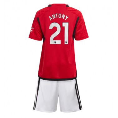 Manchester United Antony #21 Koszulka Podstawowa dzieci 2023-24 Krótki Rękaw (+ krótkie spodenki)