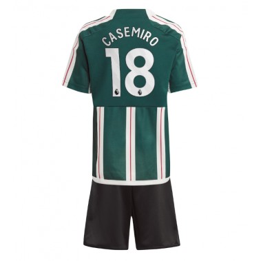 Manchester United Casemiro #18 Koszulka Wyjazdowa dzieci 2023-24 Krótki Rękaw (+ krótkie spodenki)