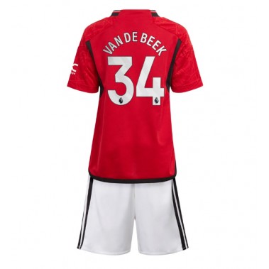 Manchester United Donny van de Beek #34 Koszulka Podstawowa dzieci 2023-24 Krótki Rękaw (+ krótkie spodenki)