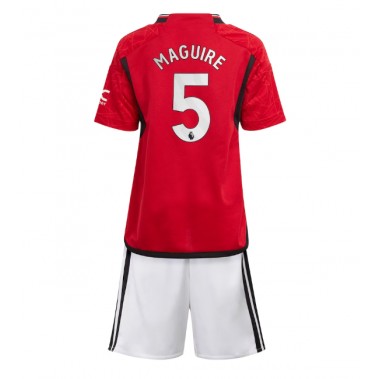 Manchester United Harry Maguire #5 Koszulka Podstawowa dzieci 2023-24 Krótki Rękaw (+ krótkie spodenki)