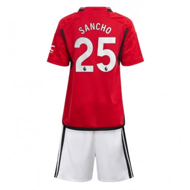 Manchester United Jadon Sancho #25 Koszulka Podstawowa dzieci 2023-24 Krótki Rękaw (+ krótkie spodenki)