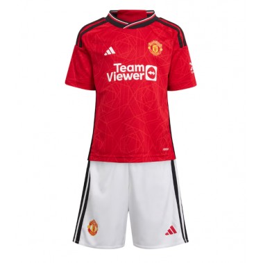 Manchester United Koszulka Podstawowa dzieci 2023-24 Krótki Rękaw (+ krótkie spodenki)