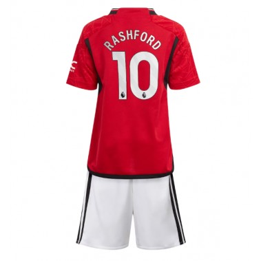 Manchester United Marcus Rashford #10 Koszulka Podstawowa dzieci 2023-24 Krótki Rękaw (+ krótkie spodenki)