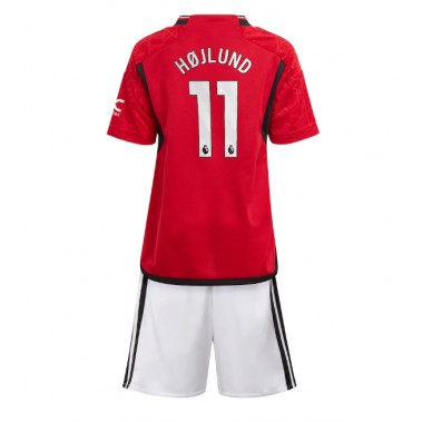 Manchester United Rasmus Hojlund #11 Koszulka Podstawowa dzieci 2023-24 Krótki Rękaw (+ krótkie spodenki)