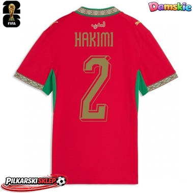 Maroko Achraf Hakimi #2 Koszulka Podstawowa damskie MŚ 2026 Krótki Rękaw