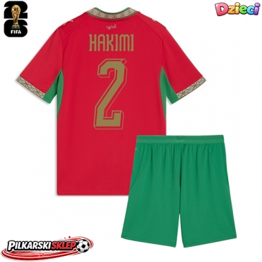 Maroko Achraf Hakimi #2 Koszulka Podstawowa dzieci MŚ 2026 Krótki Rękaw (+ krótkie spodenki)