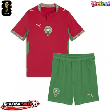 Maroko Koszulka Podstawowa dzieci MŚ 2026 Krótki Rękaw (+ krótkie spodenki)