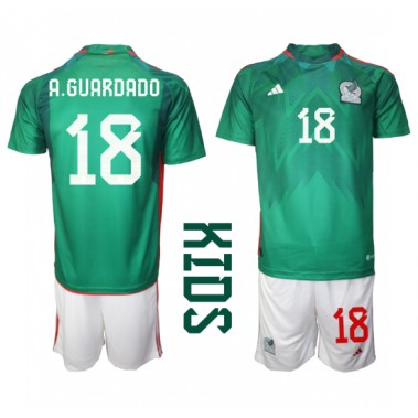 Meksiko Andres Guardado #18 Koszulka Podstawowa dzieci MŚ 2022 Krótki Rękaw (+ krótkie spodenki)