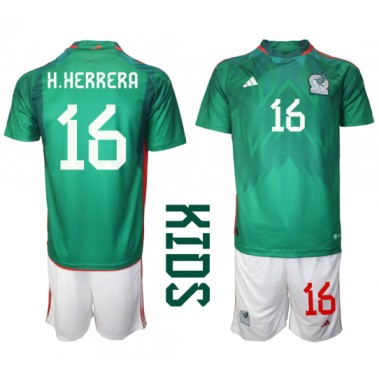 Meksiko Hector Herrera #16 Koszulka Podstawowa dzieci MŚ 2022 Krótki Rękaw (+ krótkie spodenki)