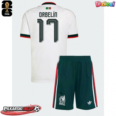 Meksyk Orbelin Pineda #17 Koszulka Wyjazdowa dzieci MŚ 2026 Krótki Rękaw (+ krótkie spodenki)