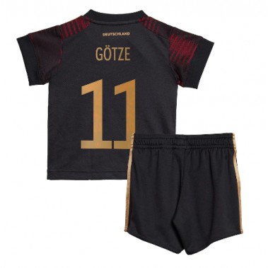 Njemačka Mario Gotze #11 Koszulka Wyjazdowa dzieci MŚ 2022 Krótki Rękaw (+ krótkie spodenki)