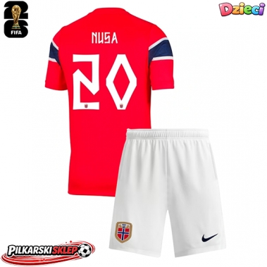 Norwegia Antonio Nusa #20 Koszulka Podstawowa dzieci MŚ 2026 Krótki Rękaw (+ krótkie spodenki)
