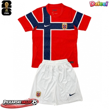 Norwegia Koszulka Podstawowa dzieci MŚ 2026 Krótki Rękaw (+ krótkie spodenki)