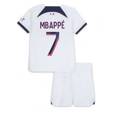 Paris Saint-Germain Kylian Mbappe #7 Koszulka Wyjazdowa dzieci 2023-24 Krótki Rękaw (+ krótkie spodenki)
