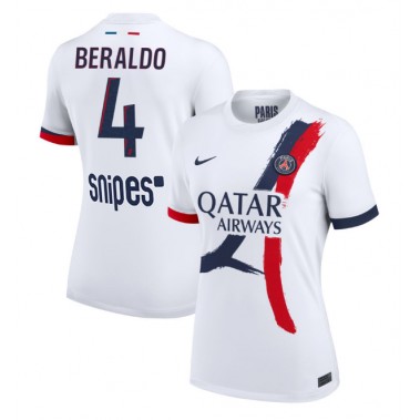 Paris Saint-Germain Lucas Beraldo #4 Koszulka Wyjazdowa damskie 2025-26 Krótki Rękaw Paris Saint-Germain Lucas Beraldo #4 Koszulka Wyjazdowa damskie 2025-26 Krótki Rękaw