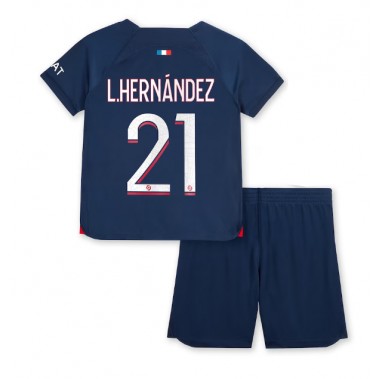 Paris Saint-Germain Lucas Hernandez #21 Koszulka Podstawowa dzieci 2023-24 Krótki Rękaw (+ krótkie spodenki)