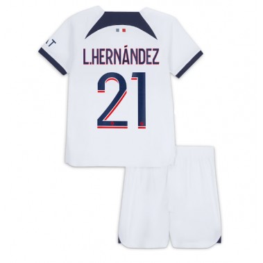 Paris Saint-Germain Lucas Hernandez #21 Koszulka Wyjazdowa dzieci 2023-24 Krótki Rękaw (+ krótkie spodenki)