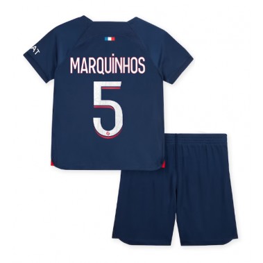 Paris Saint-Germain Marquinhos #5 Koszulka Podstawowa dzieci 2023-24 Krótki Rękaw (+ krótkie spodenki)