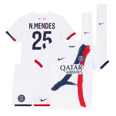 Paris Saint-Germain Nuno Mendes #25 Koszulka Wyjazdowa dzieci 2025-26 Krótki Rękaw (+ krótkie spodenki) Paris Saint-Germain Nuno Mendes #25 Koszulka Wyjazdowa dzieci 2025-26 Krótki Rękaw (+ krótkie spodenki)
