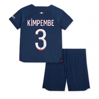 Paris Saint-Germain Presnel Kimpembe #3 Koszulka Podstawowa dzieci 2023-24 Krótki Rękaw (+ krótkie spodenki)