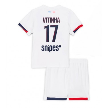 Paris Saint-Germain Vitinha #17 Koszulka Wyjazdowa dzieci 2025-26 Krótki Rękaw (+ krótkie spodenki)