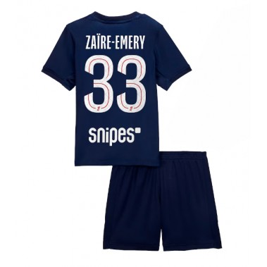 Paris Saint-Germain Warren Zaire-Emery #33 Koszulka Podstawowa dzieci 2025-26 Krótki Rękaw (+ krótkie spodenki)