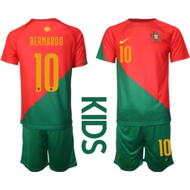 Portugal Bernardo Silva #10 Koszulka Podstawowa dzieci MŚ 2022 Krótki Rękaw (+ krótkie spodenki)