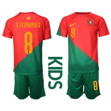 Portugal Bruno Fernandes #8 Koszulka Podstawowa dzieci MŚ 2022 Krótki Rękaw (+ krótkie spodenki)
