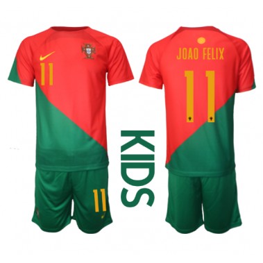 Portugal Joao Felix #11 Koszulka Podstawowa dzieci MŚ 2022 Krótki Rękaw (+ krótkie spodenki)