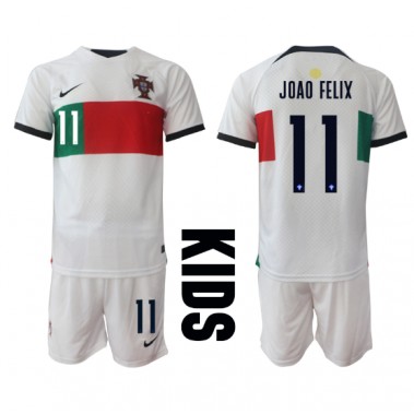 Portugal Joao Felix #11 Koszulka Wyjazdowa dzieci MŚ 2022 Krótki Rękaw (+ krótkie spodenki)