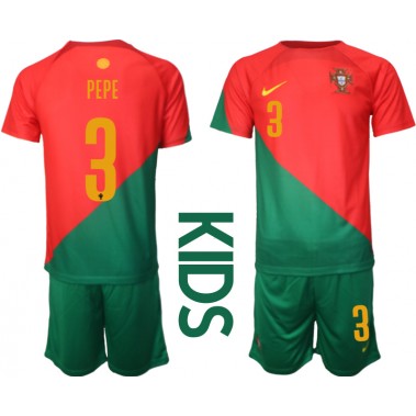 Portugal Pepe #3 Koszulka Podstawowa dzieci MŚ 2022 Krótki Rękaw (+ krótkie spodenki)
