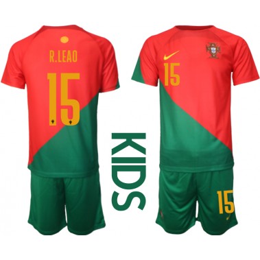 Portugal Rafael Leao #15 Koszulka Podstawowa dzieci MŚ 2022 Krótki Rękaw (+ krótkie spodenki)