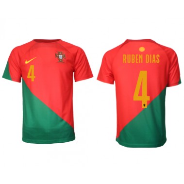 Portugal Ruben Dias #4 Koszulka Podstawowa MŚ 2022 Krótki Rękaw