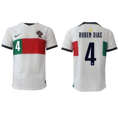 Portugal Ruben Dias #4 Koszulka Wyjazdowa MŚ 2022 Krótki Rękaw