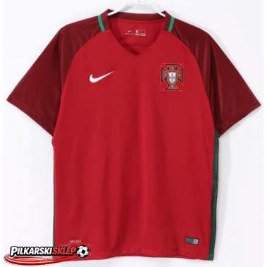 Portugalia 2016 Koszulka Retro Podstawowa Krótki Rękaw