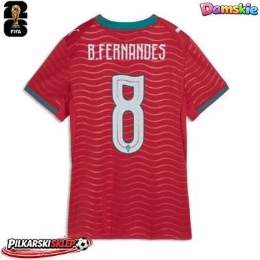 Portugalia Bruno Fernandes #8 Koszulka Podstawowa damskie MŚ 2026 Krótki Rękaw