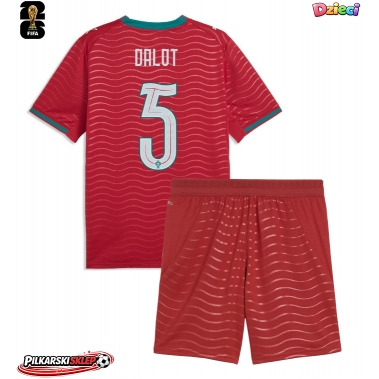 Portugalia Diogo Dalot #5 Koszulka Podstawowa dzieci MŚ 2026 Krótki Rękaw (+ krótkie spodenki)